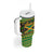 Jamaica Christmas Tumbler With Handle with Rasta Santa Snowman Gingerbread Drummer Palm Trees and Green Yellow Knit Pattern Design - Wonder Print Shop