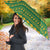 Jamaica Christmas Umbrella with Rasta Santa Snowman Gingerbread Drummer Palm Trees and Green Yellow Knit Pattern Design - Wonder Print Shop