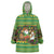 Jamaica Christmas Wearable Blanket Hoodie with Rasta Santa Snowman Gingerbread Drummer Palm Trees and Green Yellow Knit Pattern Design - Wonder Print Shop