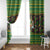 Jamaica Christmas Window Curtain with Rasta Santa Snowman Gingerbread Drummer Palm Trees and Green Yellow Knit Pattern Design - Wonder Print Shop
