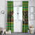 Jamaica Christmas Window Curtain with Rasta Santa Snowman Gingerbread Drummer Palm Trees and Green Yellow Knit Pattern Design - Wonder Print Shop