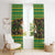 Jamaica Christmas Window Curtain with Rasta Santa Snowman Gingerbread Drummer Palm Trees and Green Yellow Knit Pattern Design - Wonder Print Shop