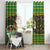 Jamaica Christmas Window Curtain with Rasta Santa Snowman Gingerbread Drummer Palm Trees and Green Yellow Knit Pattern Design - Wonder Print Shop