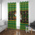 Jamaica Christmas Window Curtain with Rasta Santa Snowman Gingerbread Drummer Palm Trees and Green Yellow Knit Pattern Design - Wonder Print Shop
