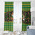 Jamaica Christmas Window Curtain with Rasta Santa Snowman Gingerbread Drummer Palm Trees and Green Yellow Knit Pattern Design - Wonder Print Shop