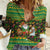 Jamaica Christmas Women Casual Shirt with Rasta Santa Snowman Gingerbread Drummer Palm Trees and Green Yellow Knit Pattern Design - Wonder Print Shop