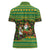 Jamaica Christmas Women Polo Shirt with Rasta Santa Snowman Gingerbread Drummer Palm Trees and Green Yellow Knit Pattern Design - Wonder Print Shop