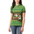 Jamaica Christmas Women Polo Shirt with Rasta Santa Snowman Gingerbread Drummer Palm Trees and Green Yellow Knit Pattern Design - Wonder Print Shop