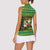 Jamaica Christmas Women Sleeveless Polo Shirt with Rasta Santa Snowman Gingerbread Drummer Palm Trees and Green Yellow Knit Pattern Design - Wonder Print Shop