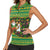 Jamaica Christmas Women Sleeveless Polo Shirt with Rasta Santa Snowman Gingerbread Drummer Palm Trees and Green Yellow Knit Pattern Design - Wonder Print Shop