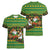 Jamaica Christmas Women V-Neck T-Shirt with Rasta Santa Snowman Gingerbread Drummer Palm Trees and Green Yellow Knit Pattern Design - Wonder Print Shop