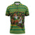 Jamaica Christmas Zipper Polo Shirt with Rasta Santa Snowman Gingerbread Drummer Palm Trees and Green Yellow Knit Pattern Design - Wonder Print Shop