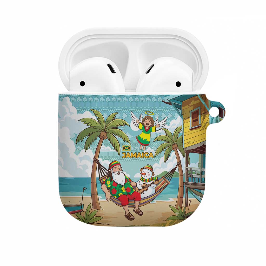 Jamaica Christmas AirPods Case with Rasta Santa Snowman Hammock Angel Palm Trees and Tropical Beach Design - Wonder Print Shop