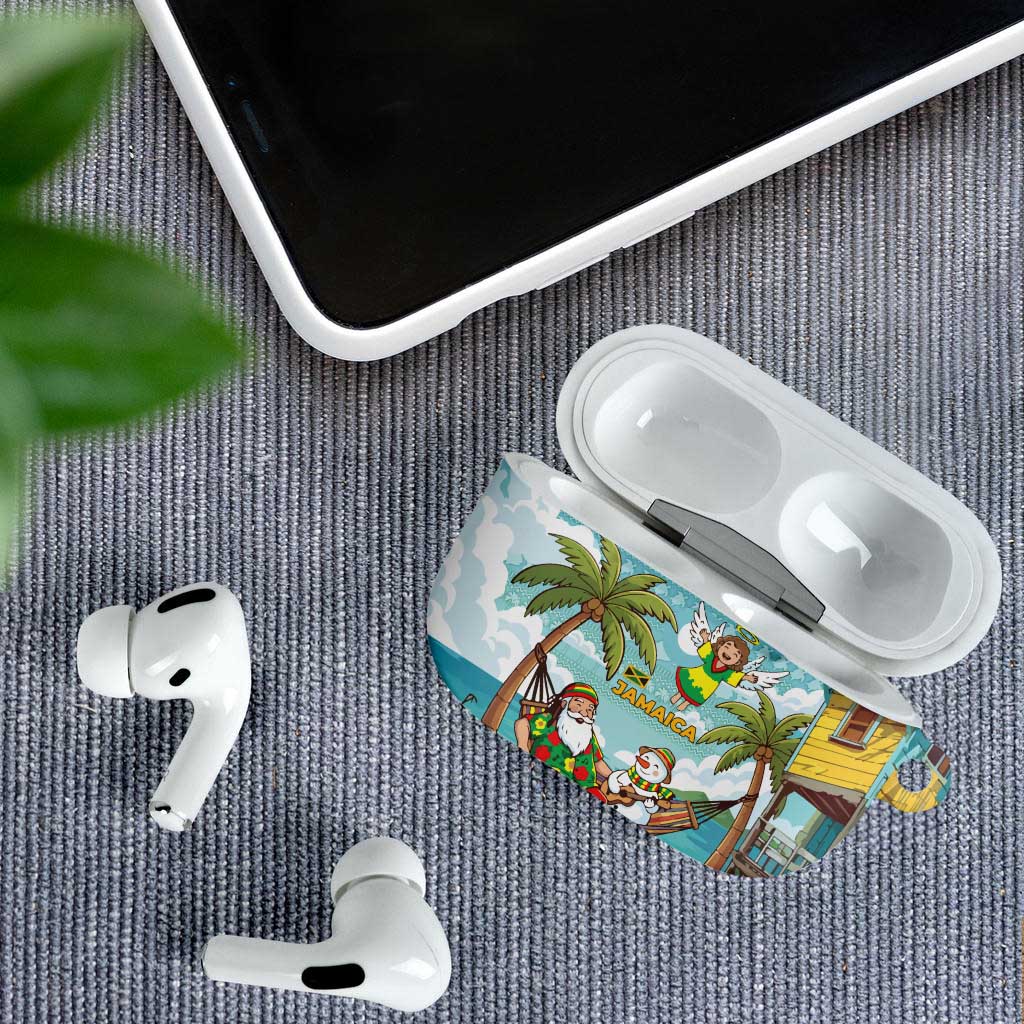 Jamaica Christmas AirPods Case with Rasta Santa Snowman Hammock Angel Palm Trees and Tropical Beach Design - Wonder Print Shop