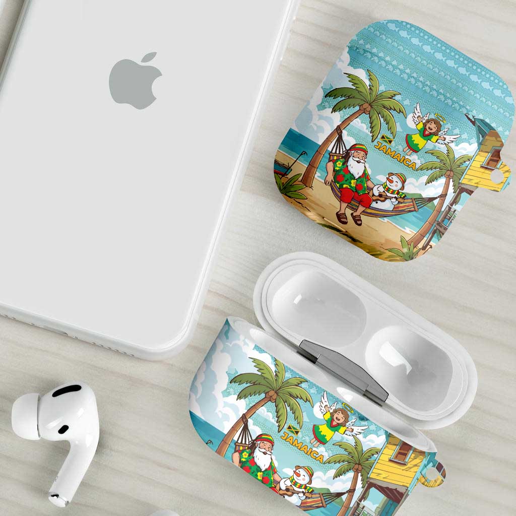 Jamaica Christmas AirPods Case with Rasta Santa Snowman Hammock Angel Palm Trees and Tropical Beach Design - Wonder Print Shop