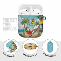 Jamaica Christmas AirPods Case with Rasta Santa Snowman Hammock Angel Palm Trees and Tropical Beach Design - Wonder Print Shop