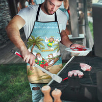Jamaica Christmas Apron with Rasta Santa Snowman Hammock Angel Palm Trees and Tropical Beach Design - Wonder Print Shop