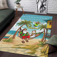 Jamaica Christmas Area Rug with Rasta Santa Snowman Hammock Angel Palm Trees and Tropical Beach Design - Wonder Print Shop