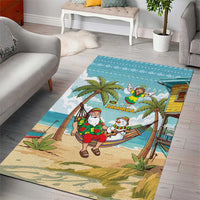 Jamaica Christmas Area Rug with Rasta Santa Snowman Hammock Angel Palm Trees and Tropical Beach Design - Wonder Print Shop