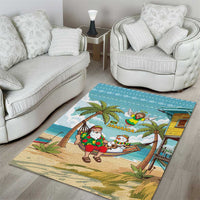 Jamaica Christmas Area Rug with Rasta Santa Snowman Hammock Angel Palm Trees and Tropical Beach Design - Wonder Print Shop