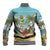 Jamaica Christmas Baseball Jacket with Rasta Santa Snowman Hammock Angel Palm Trees and Tropical Beach Design - Wonder Print Shop