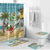 Jamaica Christmas Bathroom Set with Rasta Santa Snowman Hammock Angel Palm Trees and Tropical Beach Design - Wonder Print Shop