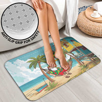 Jamaica Christmas Bathroom Set with Rasta Santa Snowman Hammock Angel Palm Trees and Tropical Beach Design - Wonder Print Shop