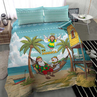 Jamaica Christmas Bedding Set with Rasta Santa Snowman Hammock Angel Palm Trees and Tropical Beach Design - Wonder Print Shop