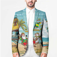 Jamaica Christmas Blazer with Rasta Santa Snowman Hammock Angel Palm Trees and Tropical Beach Design - Wonder Print Shop