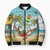 Jamaica Christmas Bomber Puffer Jacket with Rasta Santa Snowman Hammock Angel Palm Trees and Tropical Beach Design - Wonder Print Shop