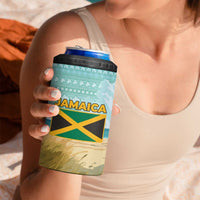 Jamaica Christmas 4 in 1 Can Cooler Tumbler with Rasta Santa Snowman Hammock Angel Palm Trees and Tropical Beach Design - Wonder Print Shop