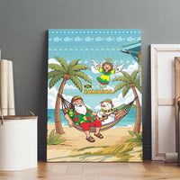 Jamaica Christmas Canvas Wall Art with Rasta Santa Snowman Hammock Angel Palm Trees and Tropical Beach Design - Wonder Print Shop