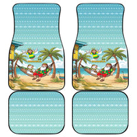 Jamaica Christmas Car Mats with Rasta Santa Snowman Hammock Angel Palm Trees and Tropical Beach Design - Wonder Print Shop