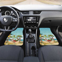 Jamaica Christmas Car Mats with Rasta Santa Snowman Hammock Angel Palm Trees and Tropical Beach Design - Wonder Print Shop