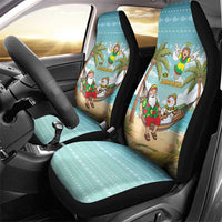 Jamaica Christmas Car Seat Cover with Rasta Santa Snowman Hammock Angel Palm Trees and Tropical Beach Design - Wonder Print Shop