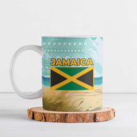 Jamaica Christmas Ceramic Mug with Rasta Santa Snowman Hammock Angel Palm Trees and Tropical Beach Design - Wonder Print Shop