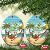 Jamaica Christmas Ceramic Ornament with Rasta Santa Snowman Hammock Angel Palm Trees and Tropical Beach Design - Wonder Print Shop