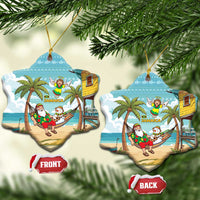 Jamaica Christmas Ceramic Ornament with Rasta Santa Snowman Hammock Angel Palm Trees and Tropical Beach Design - Wonder Print Shop