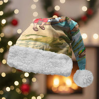 Jamaica Christmas Santa Hat with Rasta Santa Snowman Hammock Angel Palm Trees and Tropical Beach Design - Wonder Print Shop