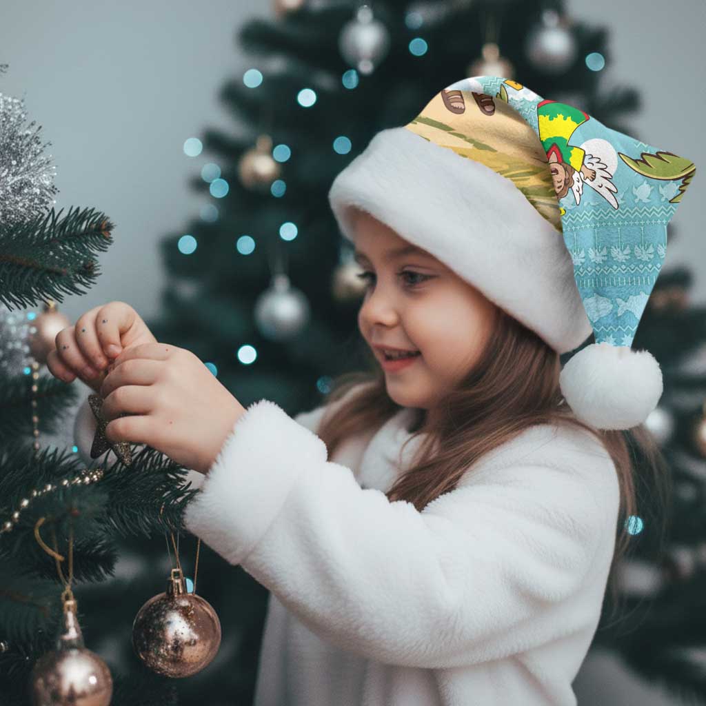 Jamaica Christmas Santa Hat with Rasta Santa Snowman Hammock Angel Palm Trees and Tropical Beach Design - Wonder Print Shop