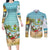 Jamaica Christmas Couples Matching Long Sleeve Bodycon Dress and Long Sleeve Button Shirt with Rasta Santa Snowman Hammock Angel Palm Trees and Tropical Beach Design - Wonder Print Shop