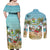 Jamaica Christmas Couples Matching Off Shoulder Maxi Dress and Long Sleeve Button Shirt with Rasta Santa Snowman Hammock Angel Palm Trees and Tropical Beach Design - Wonder Print Shop