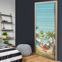 Jamaica Christmas Door Cover with Rasta Santa Snowman Hammock Angel Palm Trees and Tropical Beach Design - Wonder Print Shop
