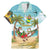 Jamaica Christmas Family Matching Mermaid Dress and Hawaiian Shirt with Rasta Santa Snowman Hammock Angel Palm Trees and Tropical Beach Design - Wonder Print Shop