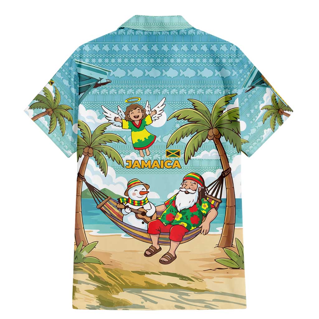Jamaica Christmas Family Matching Mermaid Dress and Hawaiian Shirt with Rasta Santa Snowman Hammock Angel Palm Trees and Tropical Beach Design - Wonder Print Shop