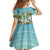 Jamaica Christmas Family Matching Off The Shoulder Long Sleeve Dress and Hawaiian Shirt with Rasta Santa Snowman Hammock Angel Palm Trees and Tropical Beach Design - Wonder Print Shop
