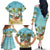 Jamaica Christmas Family Matching Off The Shoulder Long Sleeve Dress and Hawaiian Shirt with Rasta Santa Snowman Hammock Angel Palm Trees and Tropical Beach Design - Wonder Print Shop