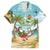 Jamaica Christmas Family Matching Off Shoulder Maxi Dress and Hawaiian Shirt with Rasta Santa Snowman Hammock Angel Palm Trees and Tropical Beach Design - Wonder Print Shop