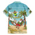 Jamaica Christmas Family Matching Off Shoulder Maxi Dress and Hawaiian Shirt with Rasta Santa Snowman Hammock Angel Palm Trees and Tropical Beach Design - Wonder Print Shop