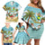 Jamaica Christmas Family Matching Off Shoulder Short Dress and Hawaiian Shirt with Rasta Santa Snowman Hammock Angel Palm Trees and Tropical Beach Design - Wonder Print Shop